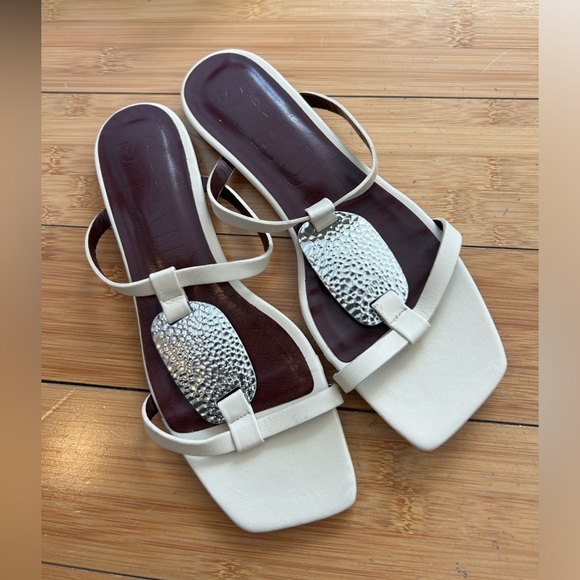 STAUD White / Cream Flat Sandals with silver hardware - Picture 8 of 10